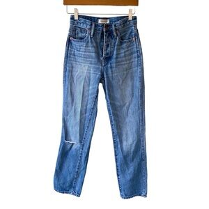 Madewell Stovepipe Jeans in distressed light wash blue